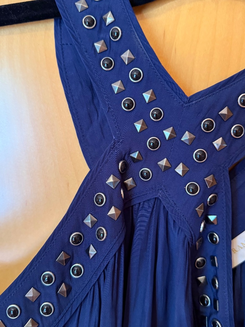 Ramy Brook navy blue studded halter top Size Small - Picture 3 of 10